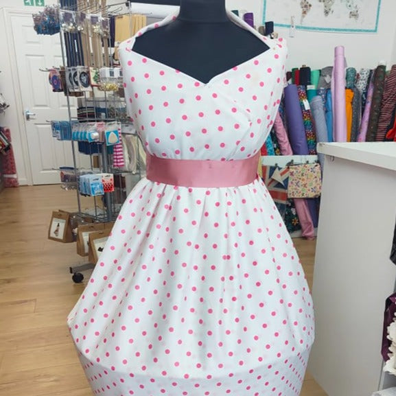 Pink Polkadot Polyester Jersey
