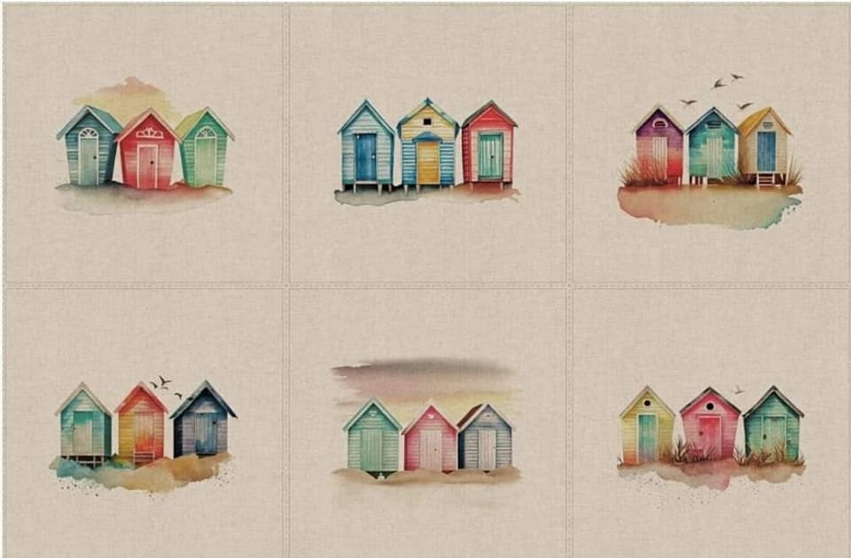 Beach Hut Set of 6 Panels