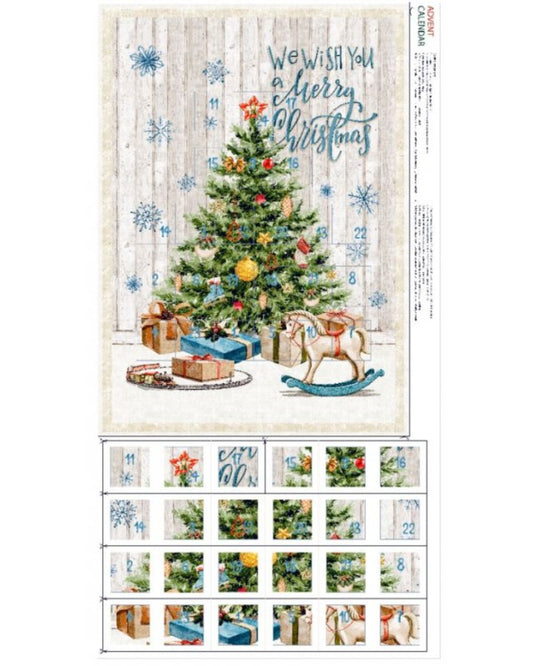 100% Cotton Christmas Tree Advent Calendar Panel