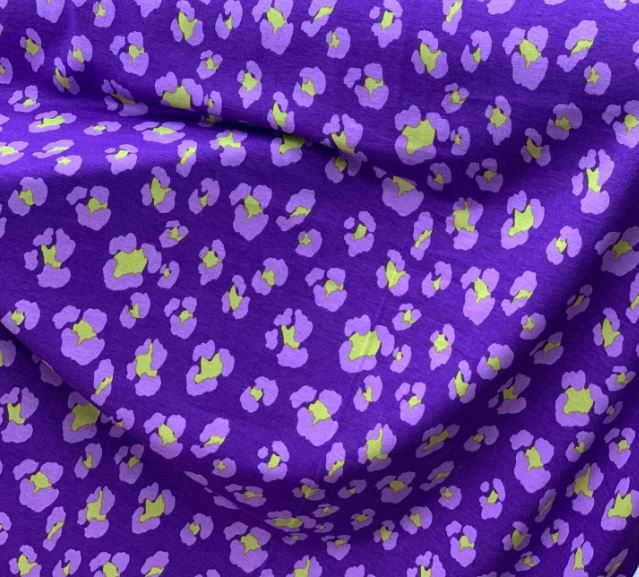 Purple Leopard Print Viscose Jersey