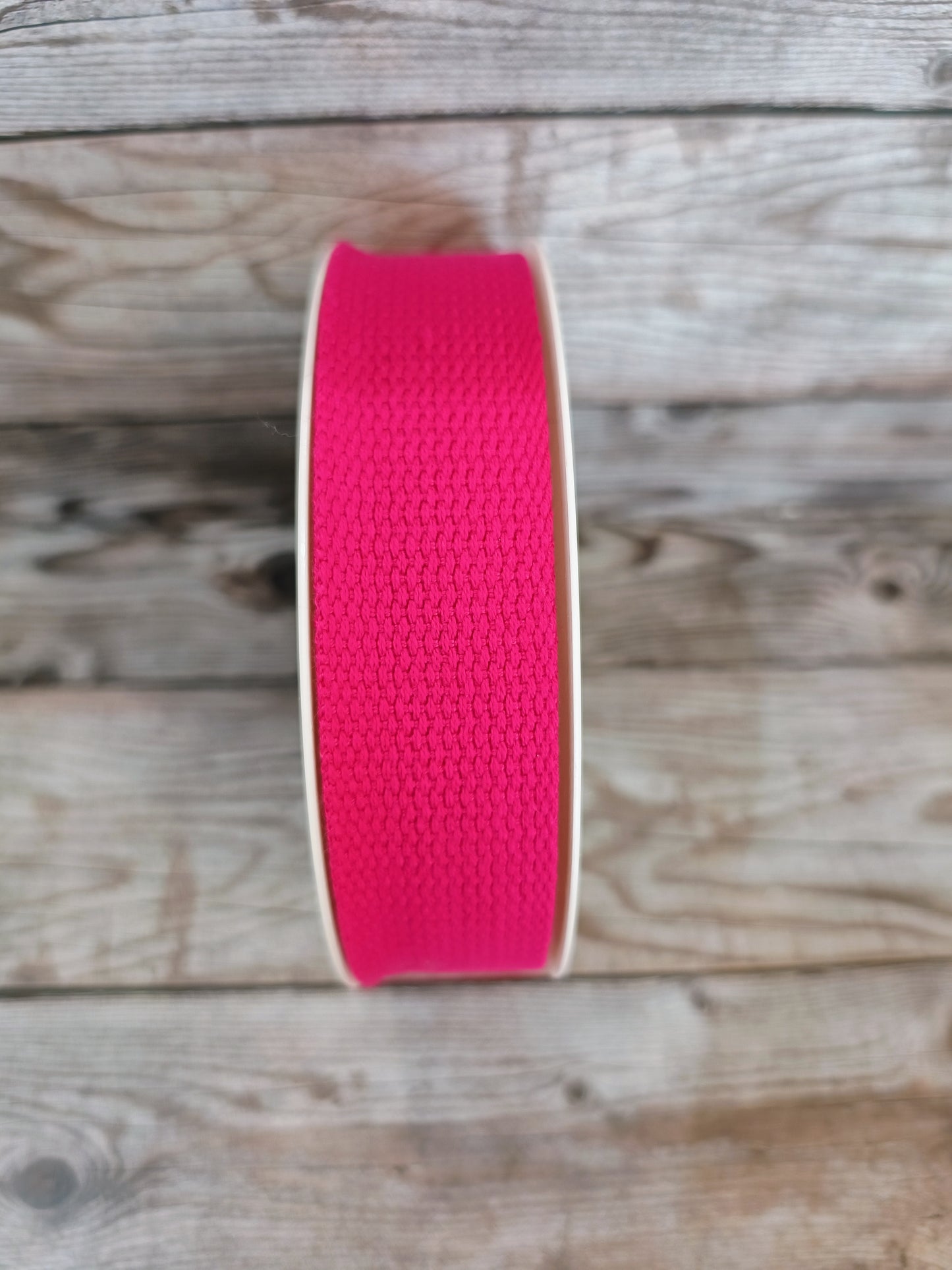 Fuchsia Cotton Basket Weave Webbing 25mm