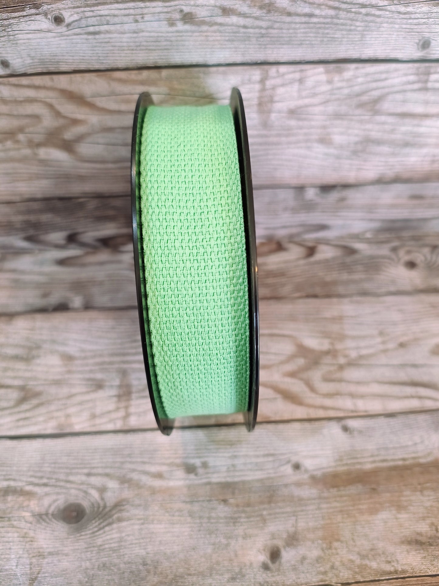 Mint Cotton Basket Weave Webbing 30mm