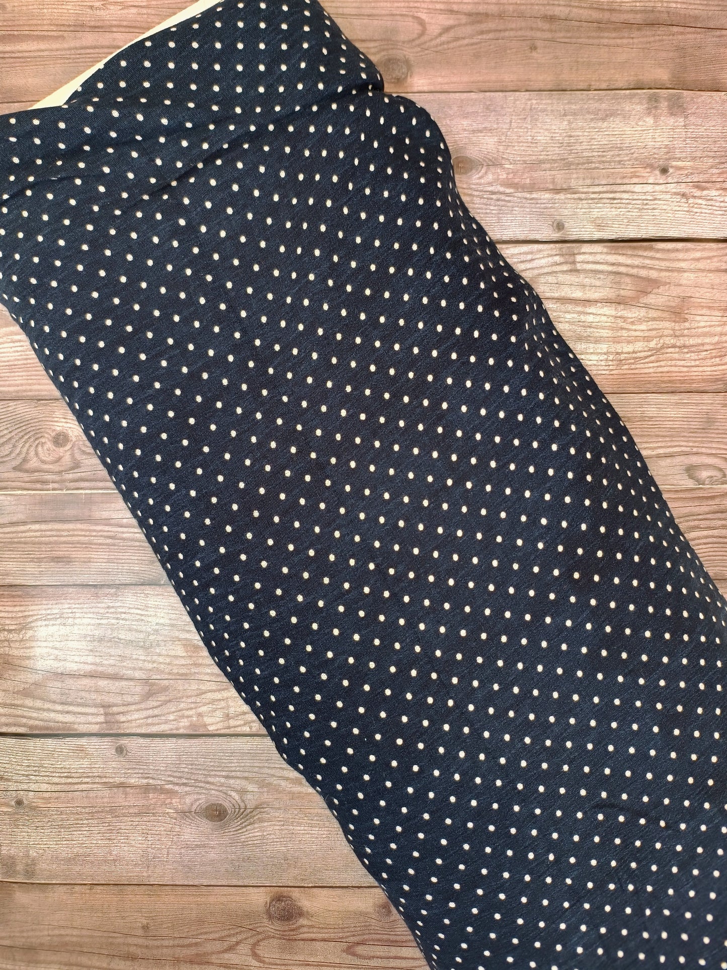 Navy and White Pinspot Light Viscose 86cm