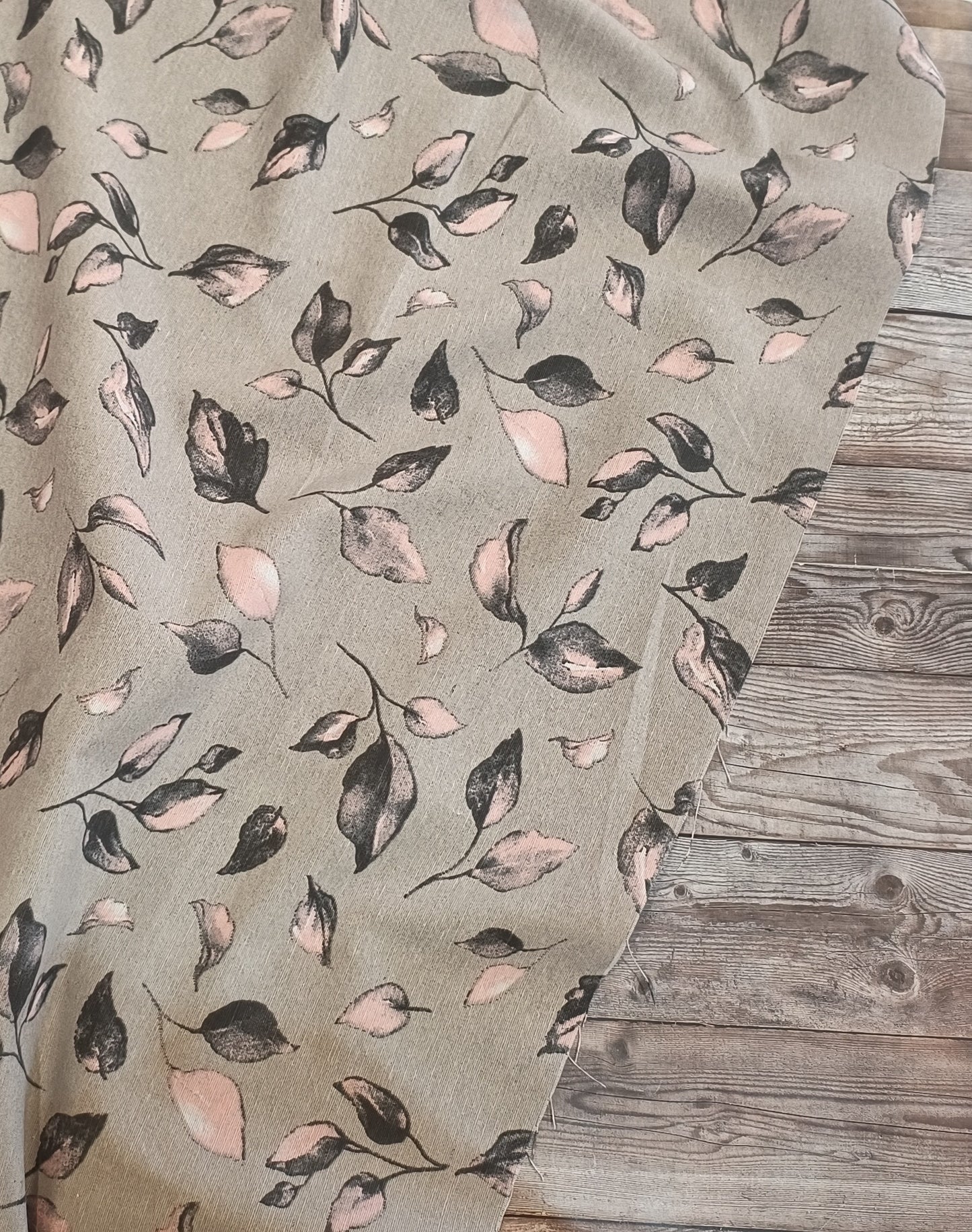 Blushing Leaves Linen Look Canvas