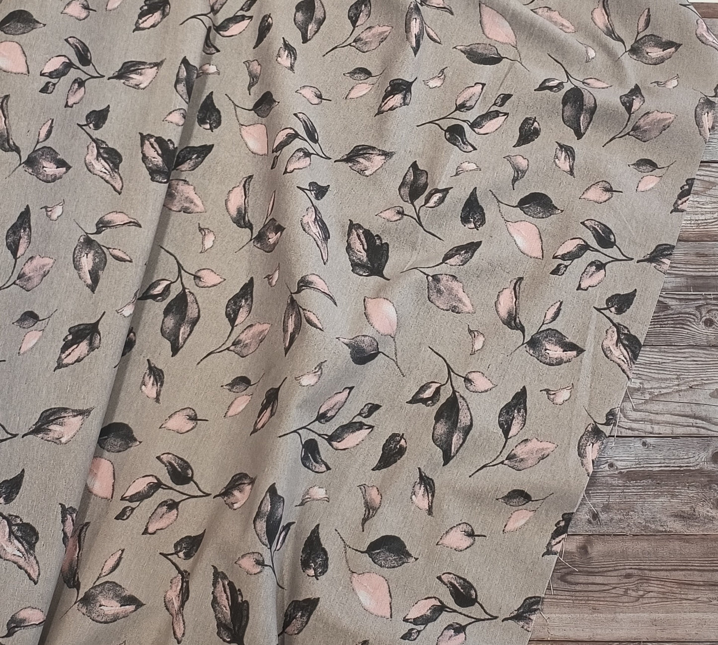 Blushing Leaves Linen Look Canvas