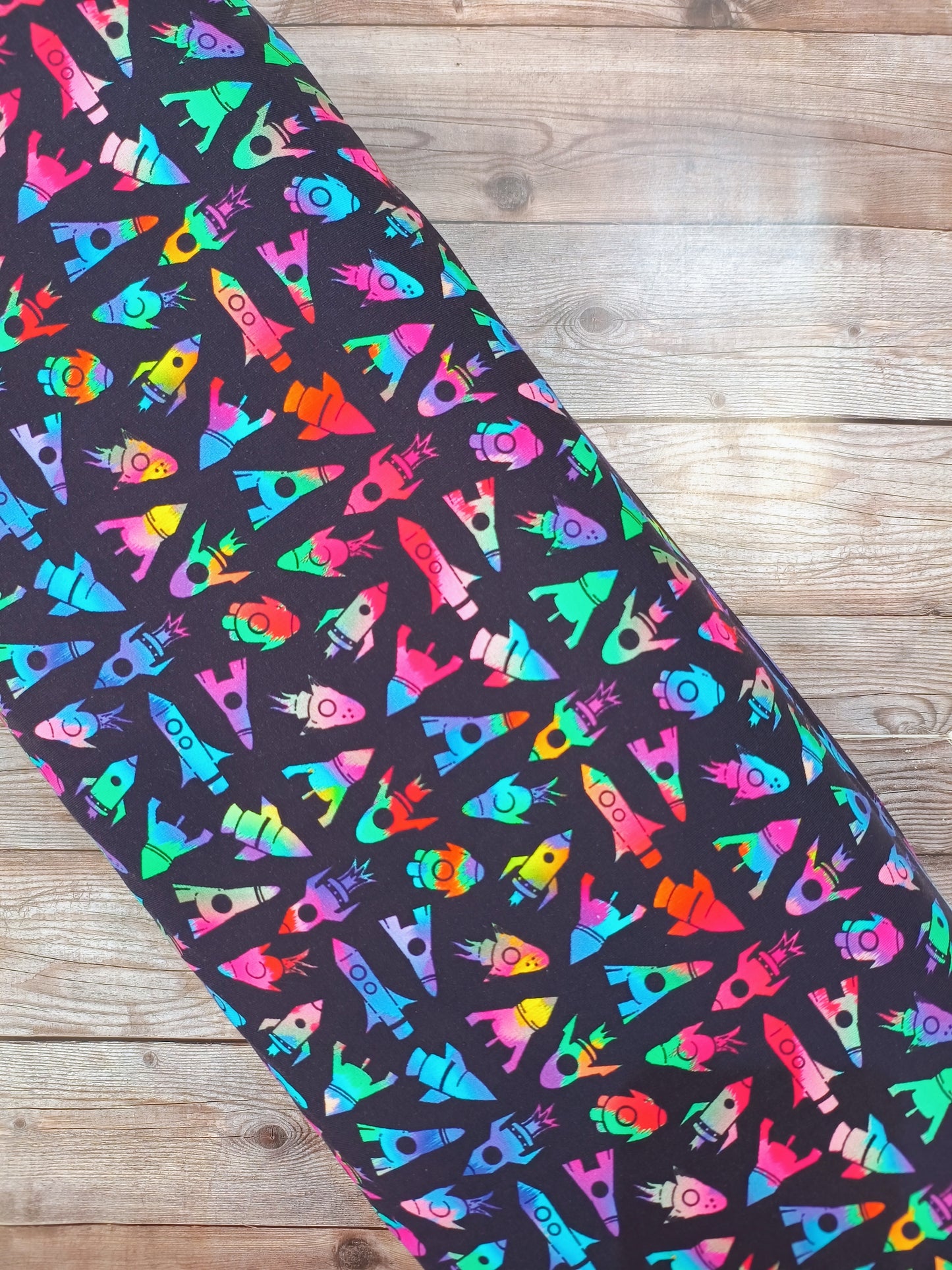 Neon Rockets Cotton Jersey