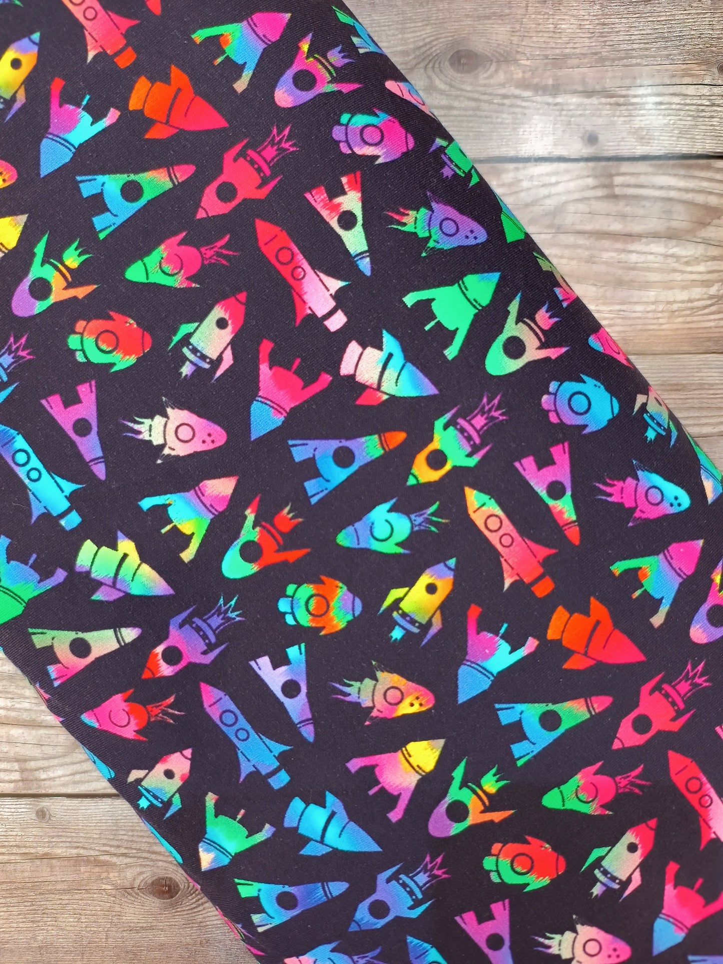 Neon Rockets Cotton Jersey
