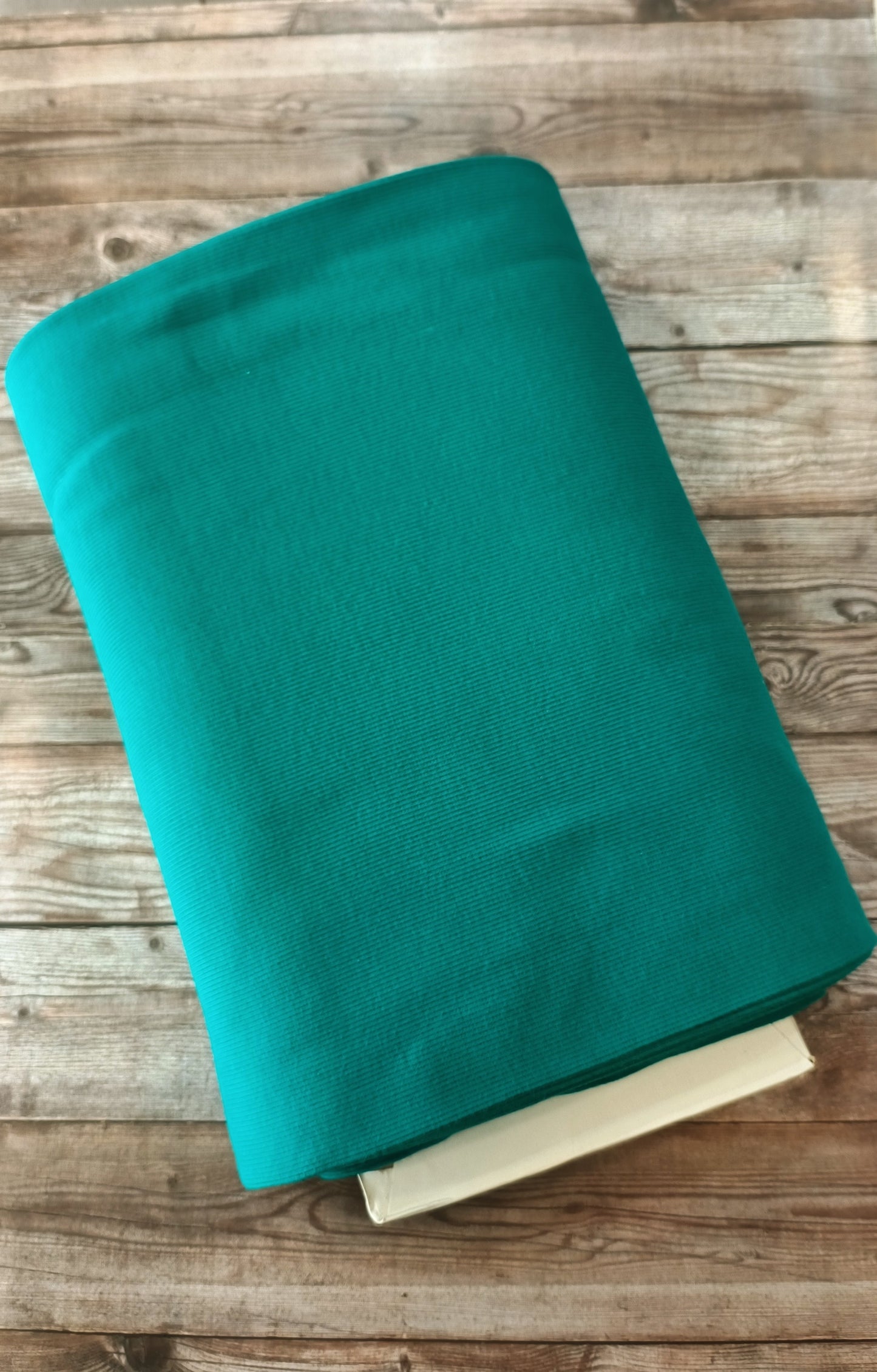 Ribbed Teal Tubular Cotton Ribbing Jersey