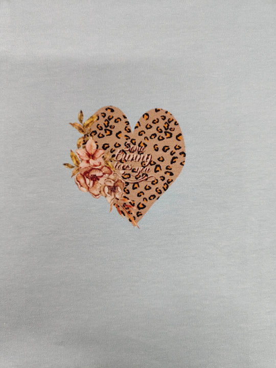Leopard Bunny on Blue Cotton Jersey set of 3 Panels