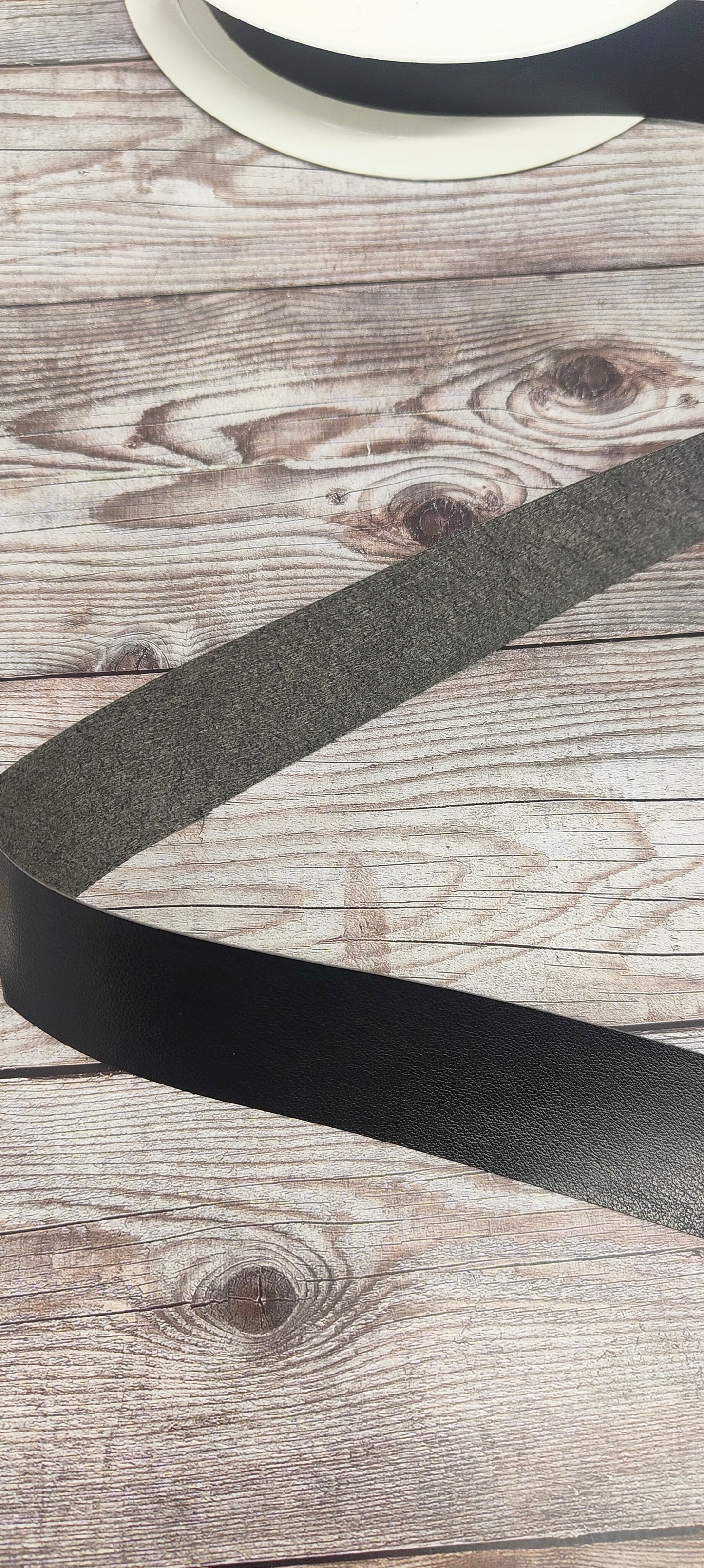 Black Faux Leather Flat Bias