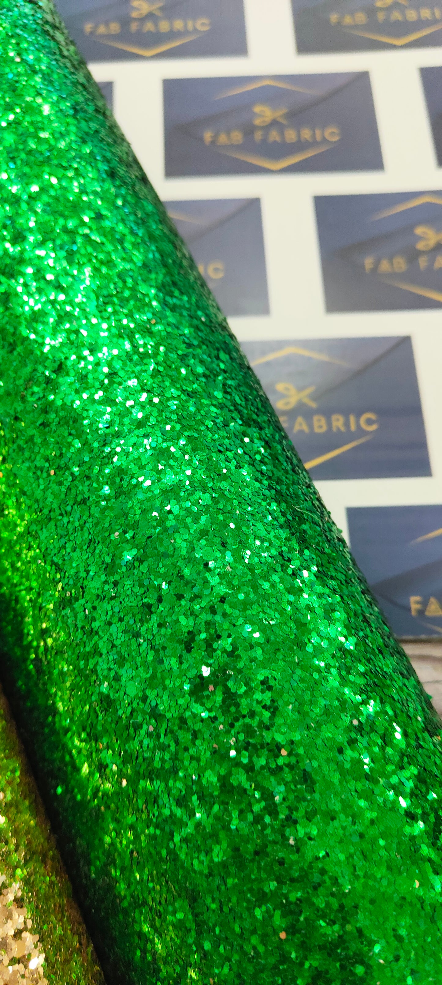 Green Chunky Glitter Faux Leather