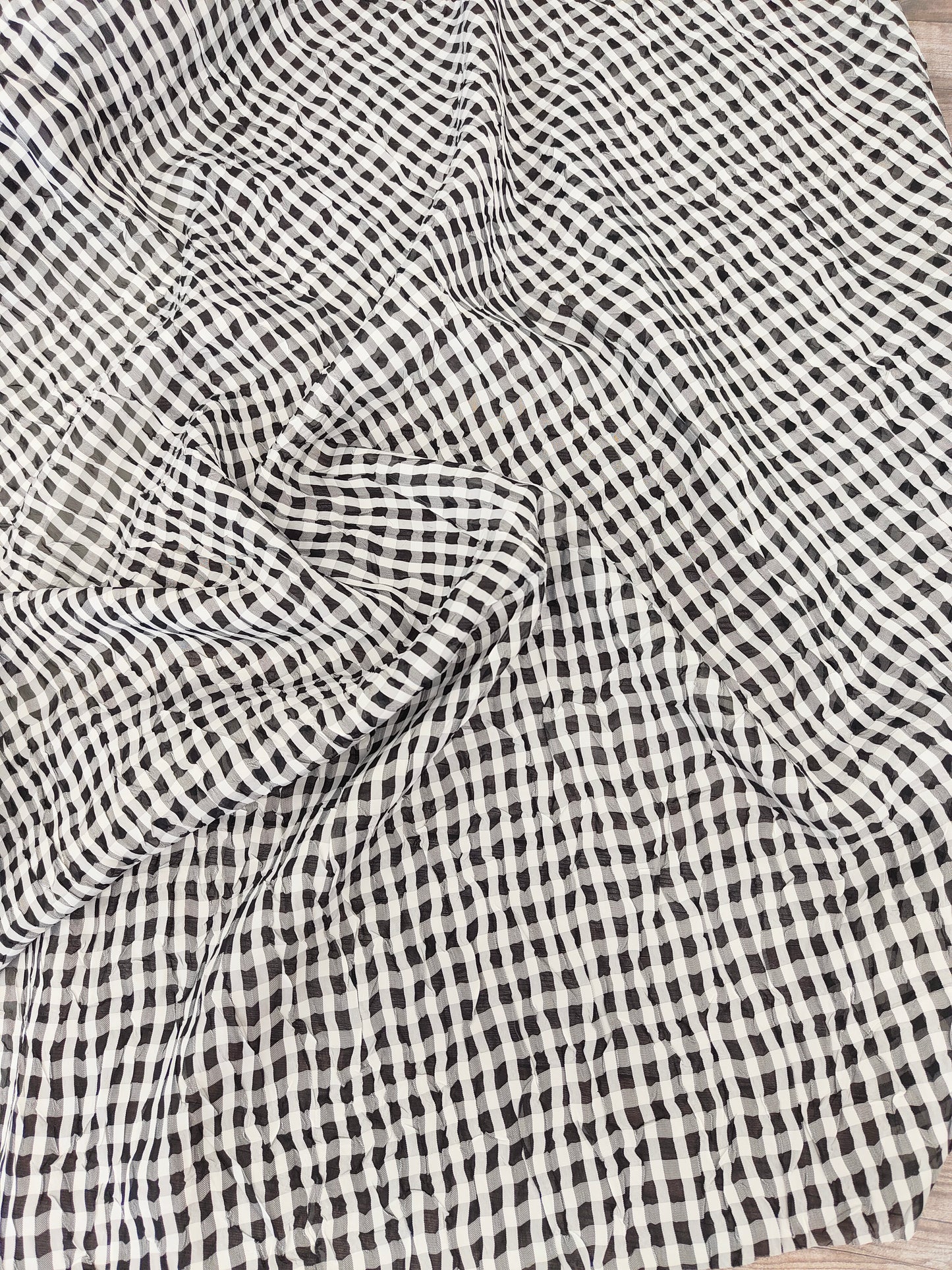 Black and White Creased Chiffon