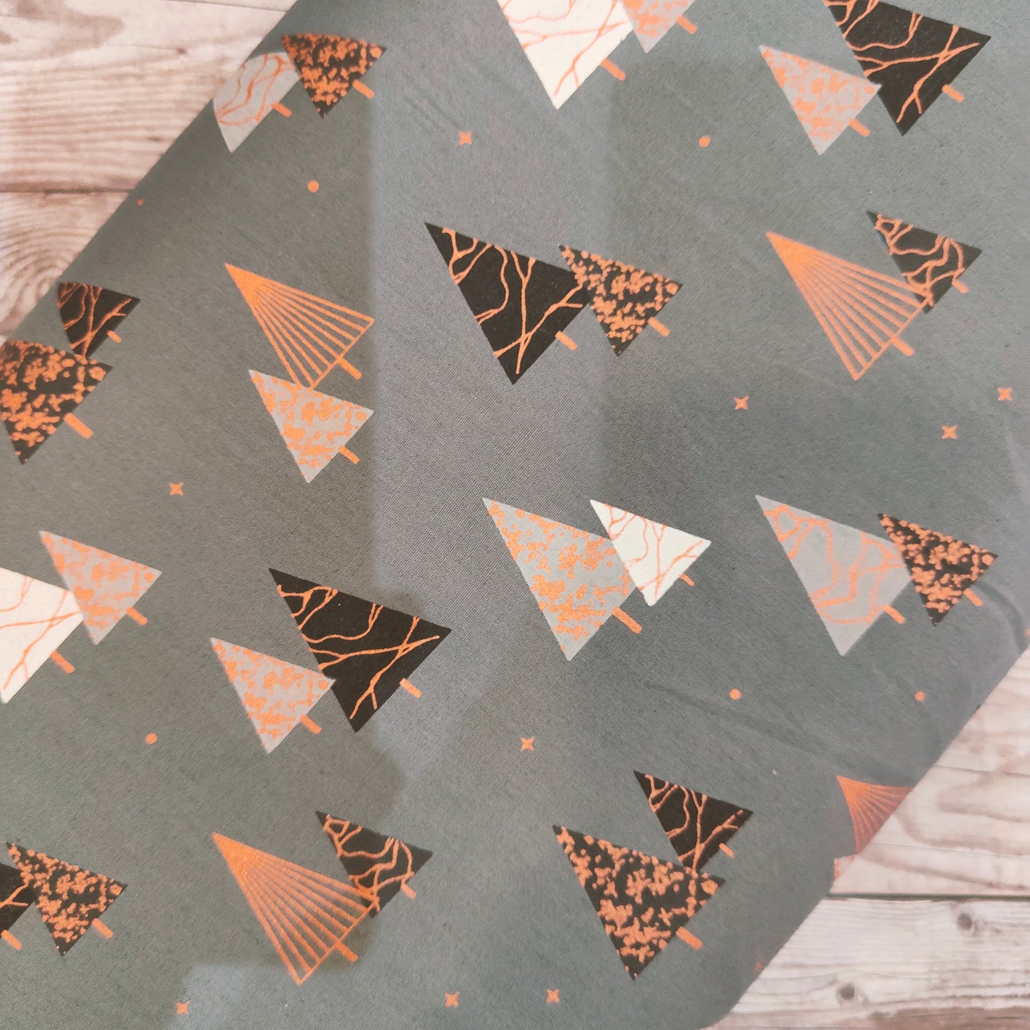 Contemporary Grey & Rose Gold Trees Cotton Half Meter