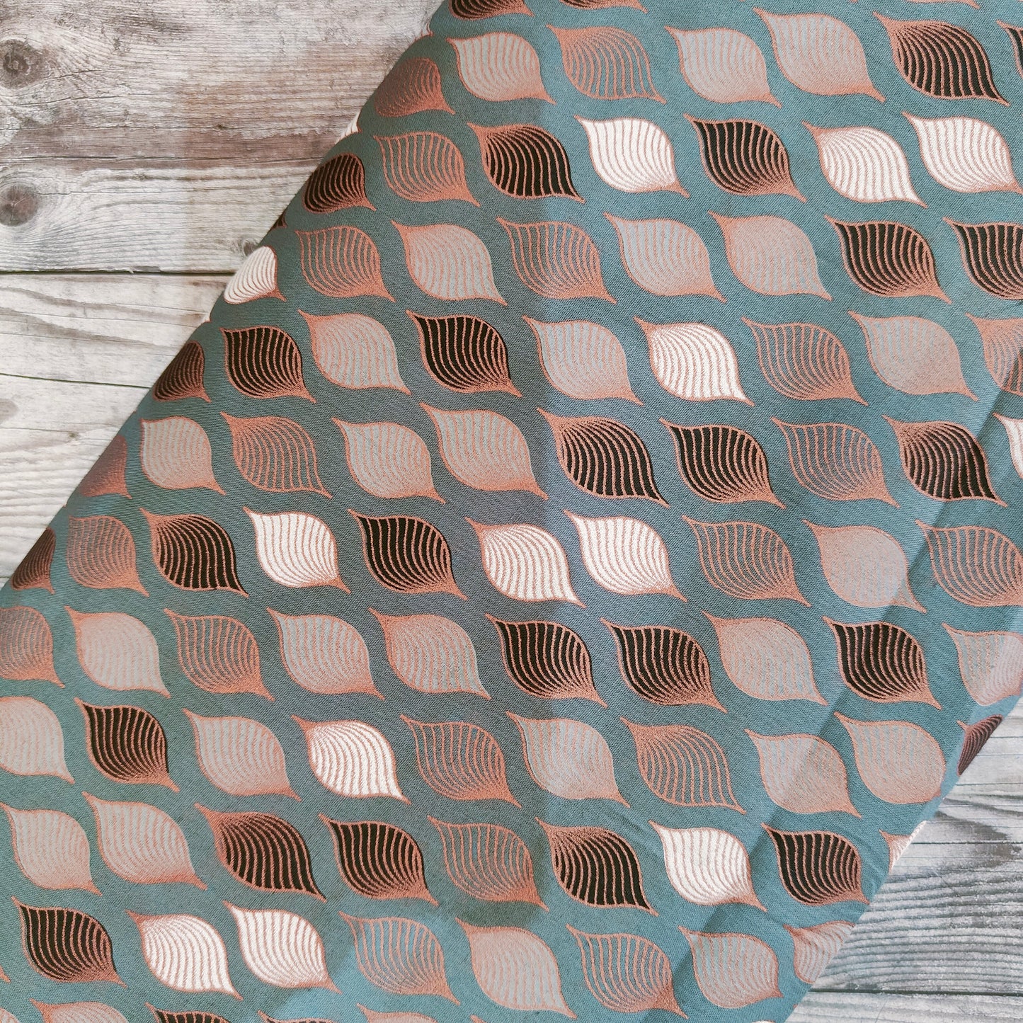 Contemporary Grey & Rose Gold Geometric Cotton Half Meter