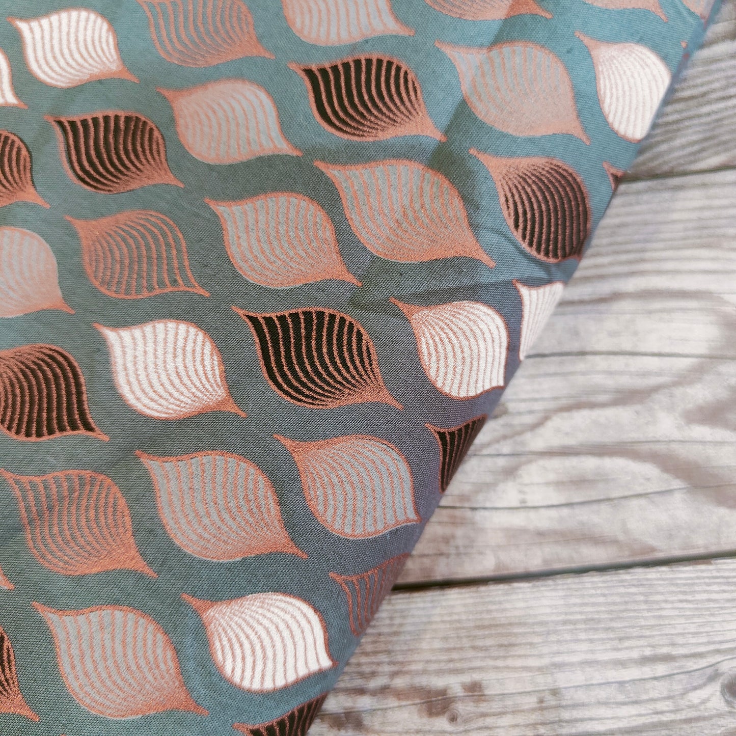 Contemporary Grey & Rose Gold Geometric Cotton Half Meter
