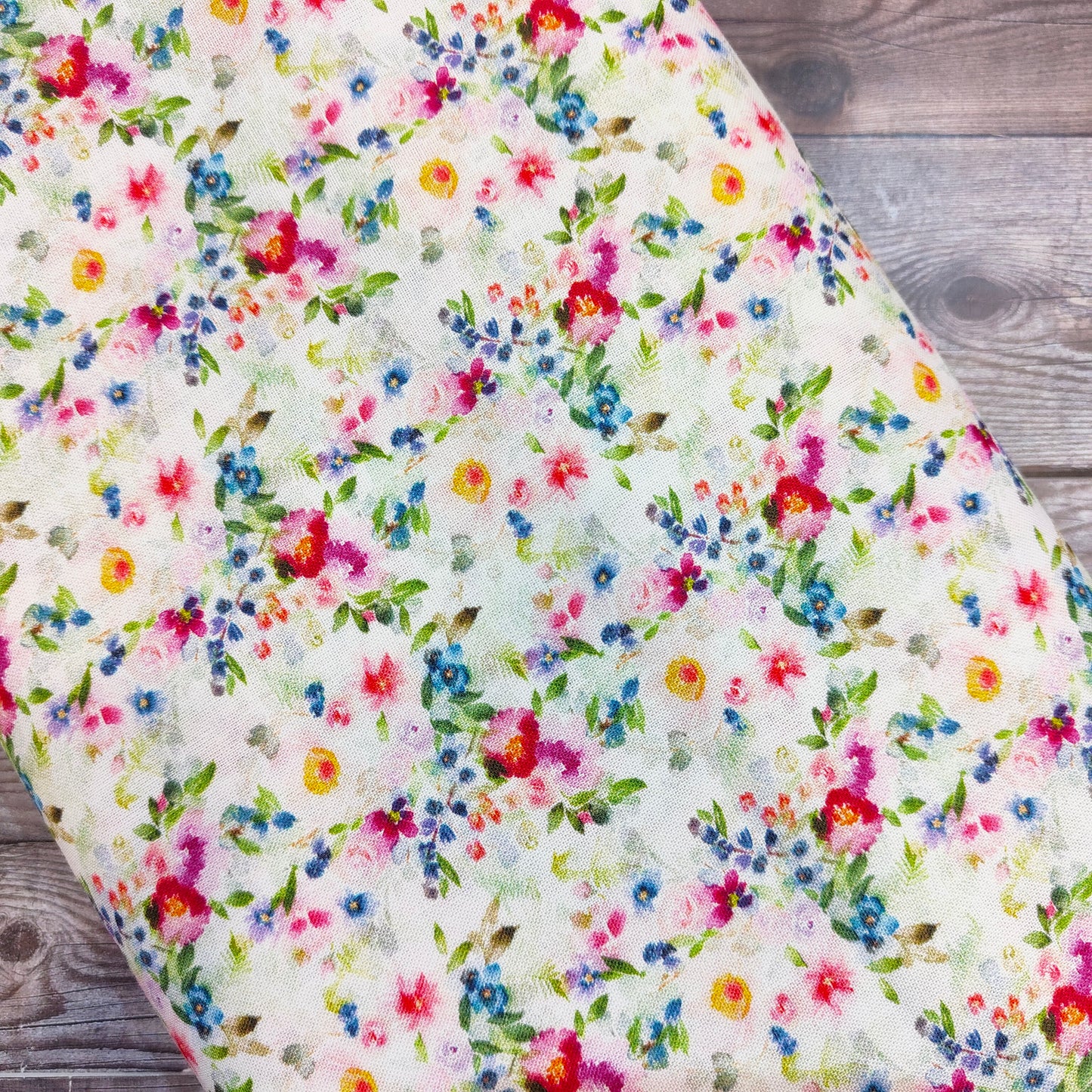 Small Roses on White Cotton