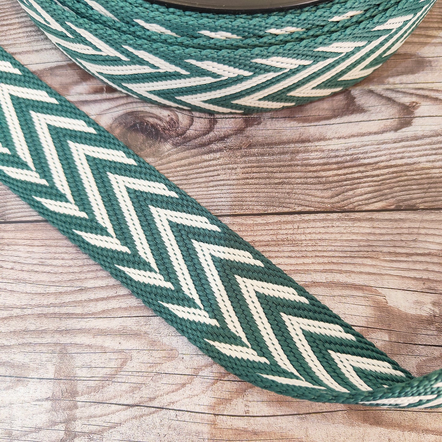 Bottle & White Chevrons 38mm Webbing Strap