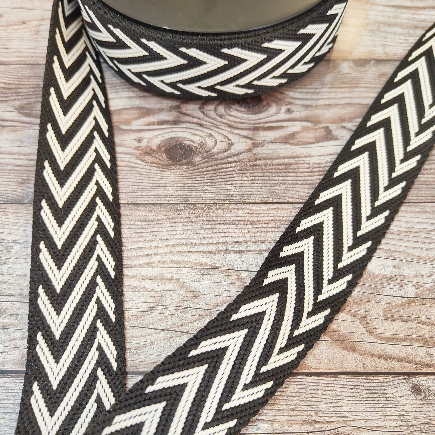 Black & White Chevrons 38mm Webbing Strap