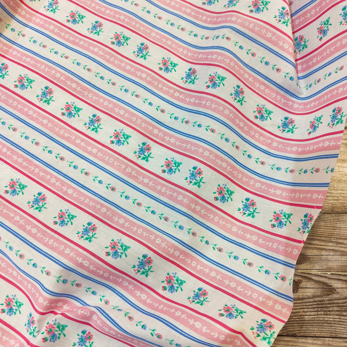 Floral Stripes Cotton Rich Polycotton