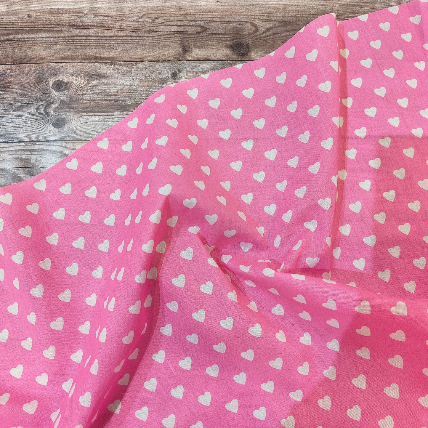 Hearts on Pink Polycotton