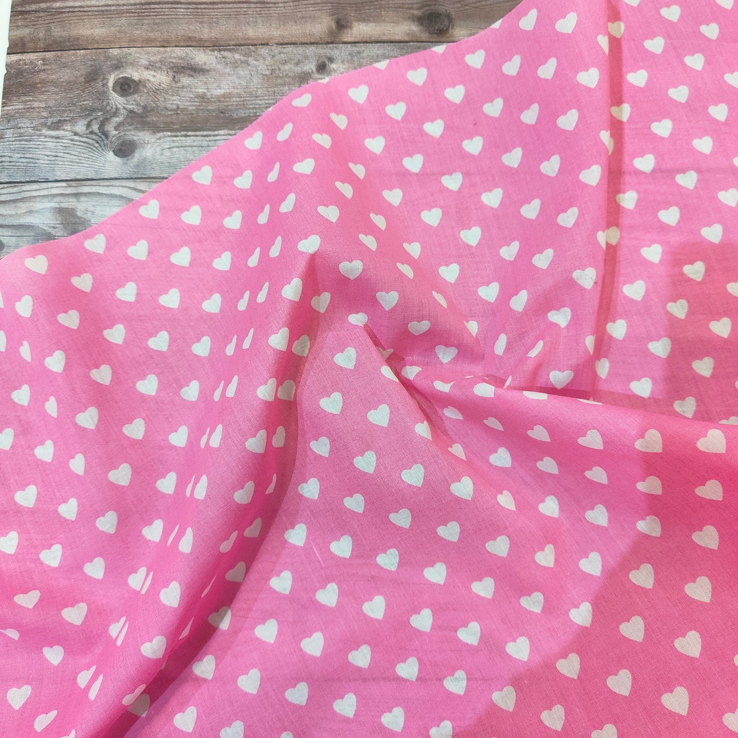 Hearts on Pink Polycotton