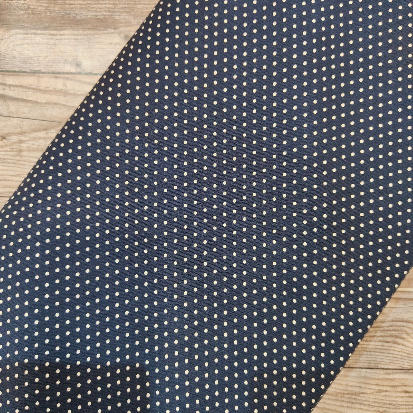 Navy & White Pinspot Cotton 1.45m