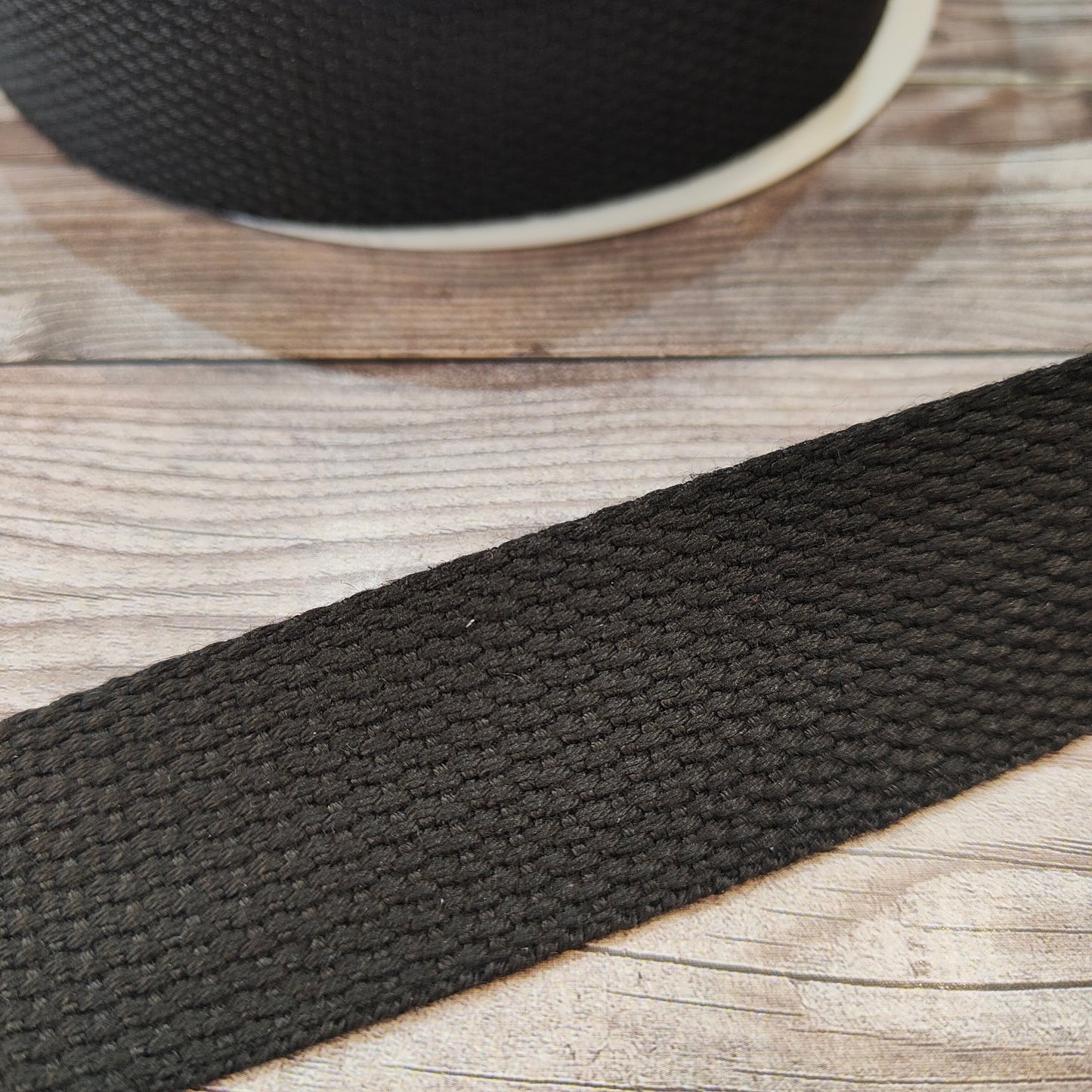 Black Cotton Basket Weave Webbing 30mm 1.30