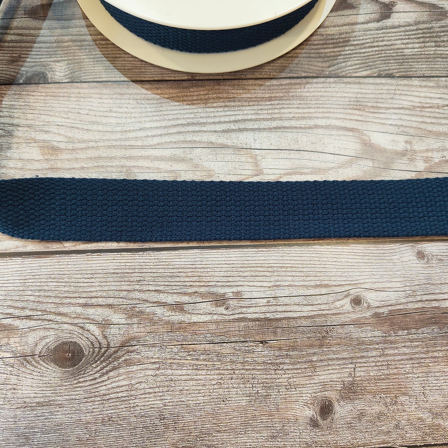 Dark Navy Cotton Basket Weave Webbing 25mm