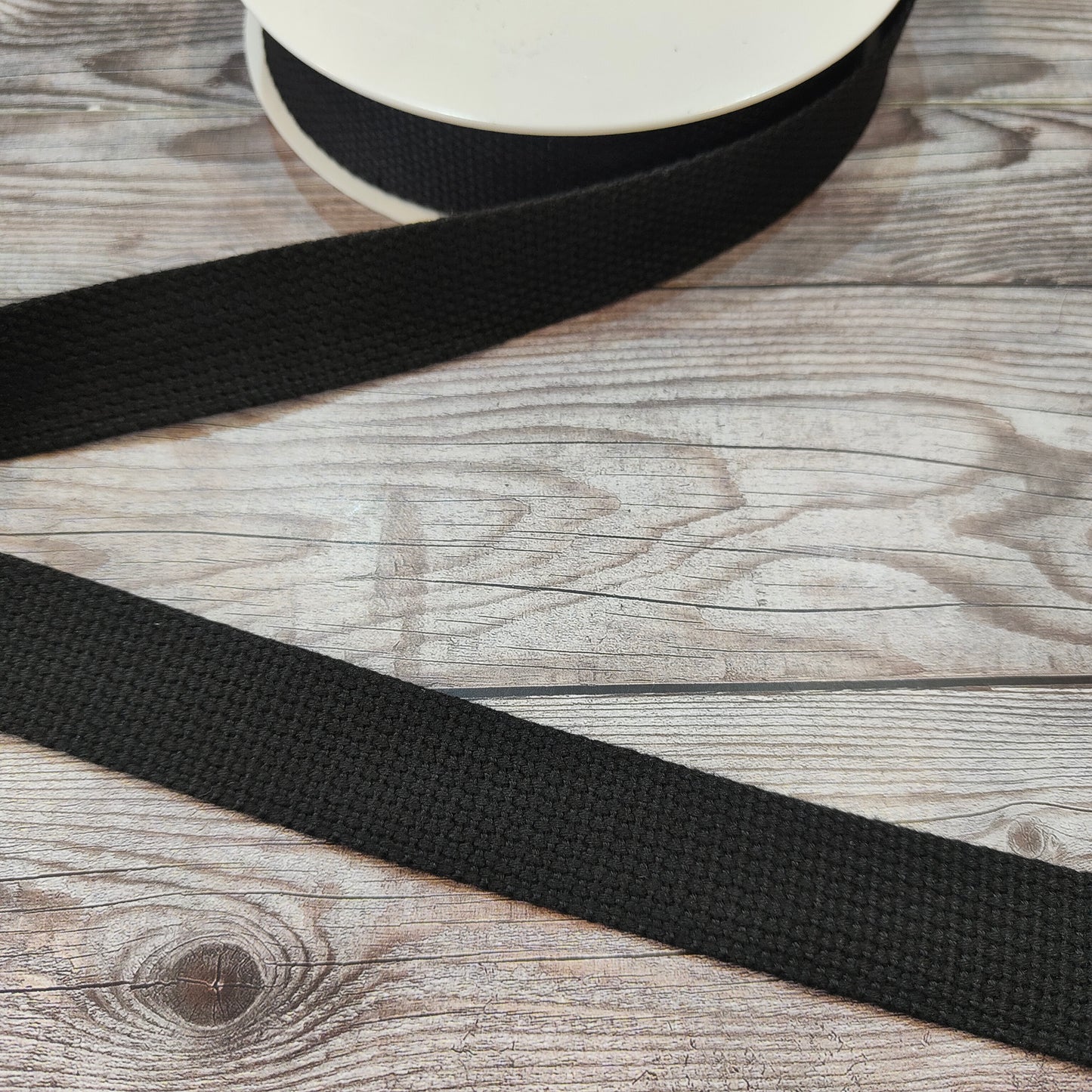 Black Cotton Basket Weave Webbing 25mm