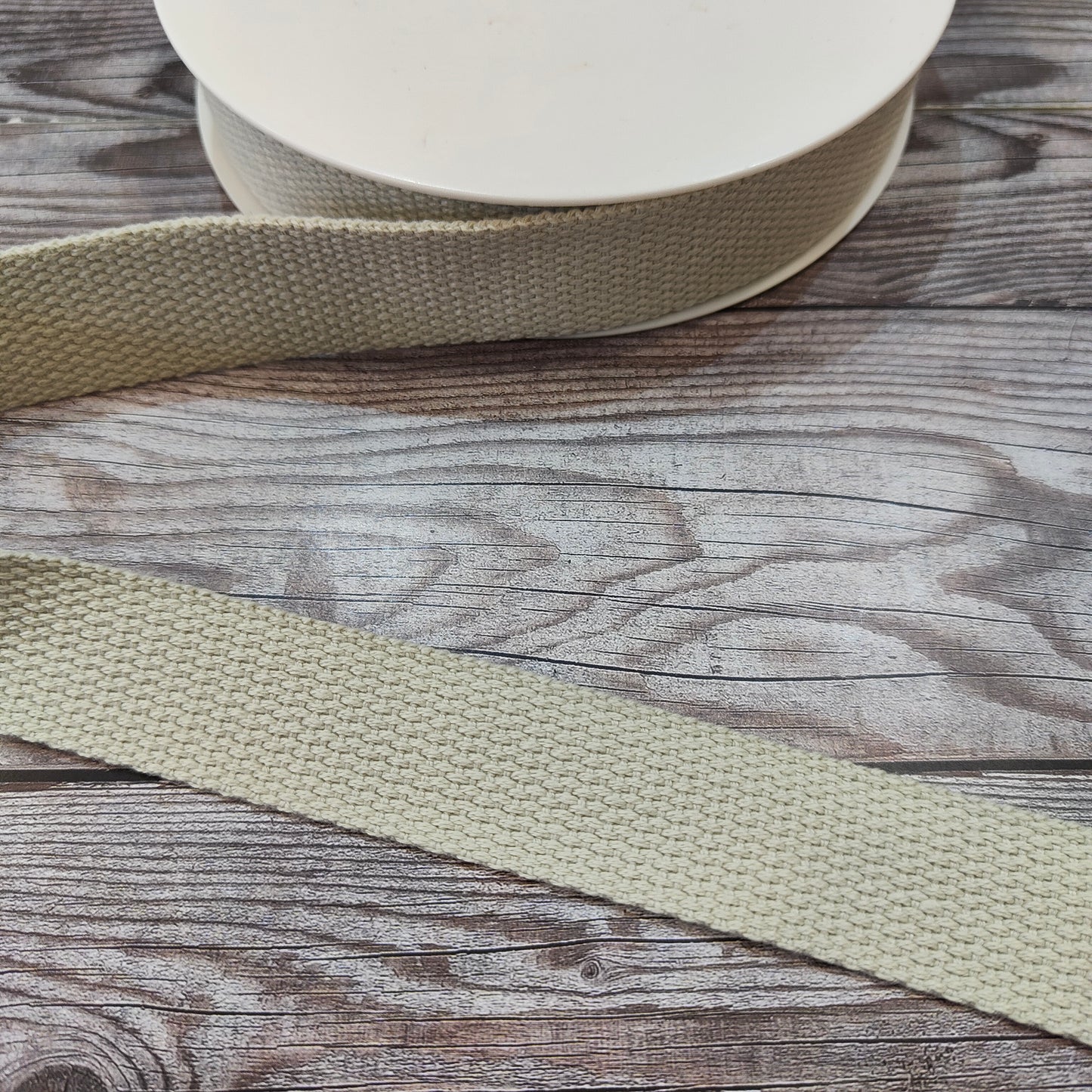 Stone Cotton Basket Weave Webbing 25mm 83cm