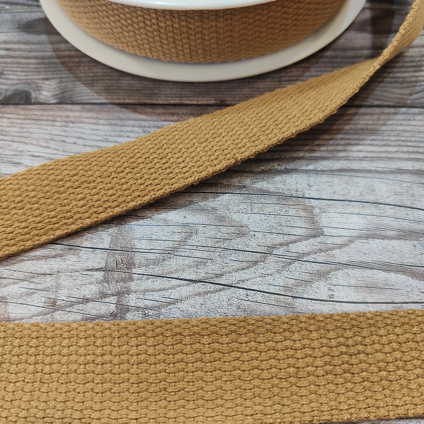 Caramel Cotton Basket Weave Webbing 30mm