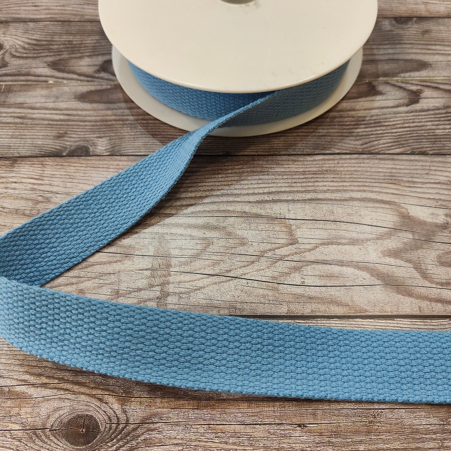 Cornflower Blue Cotton Basket Weave Webbing 30mm