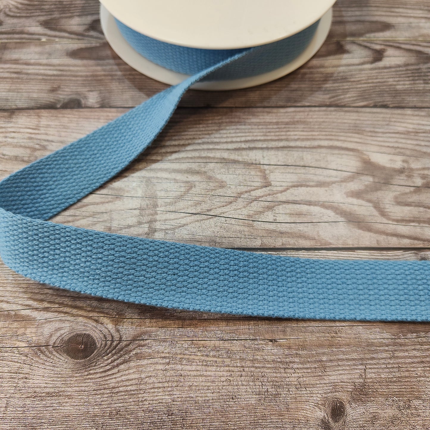 Cornflower Blue Cotton Basket Weave Webbing 30mm