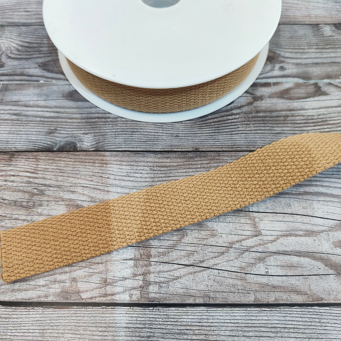 Natural Beige Cotton Basket Weave Webbing 25mm