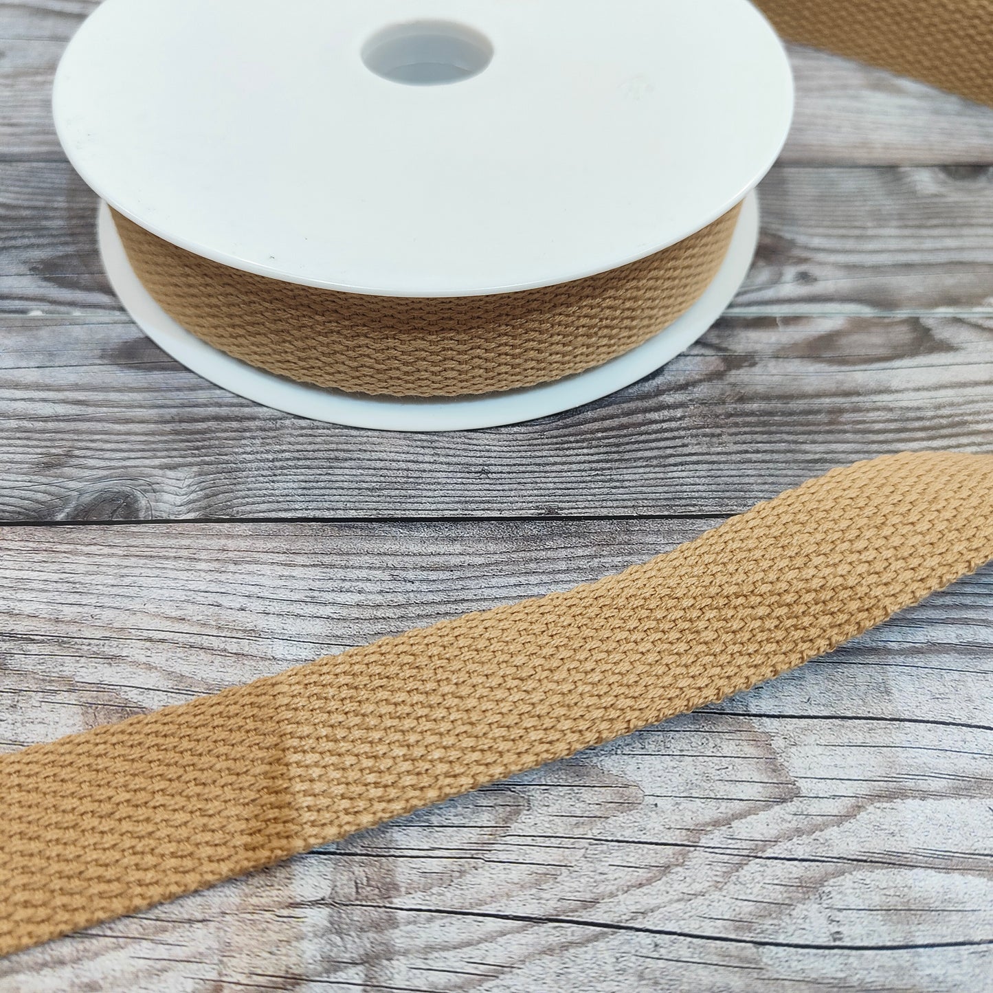 Natural Beige Cotton Basket Weave Webbing 25mm