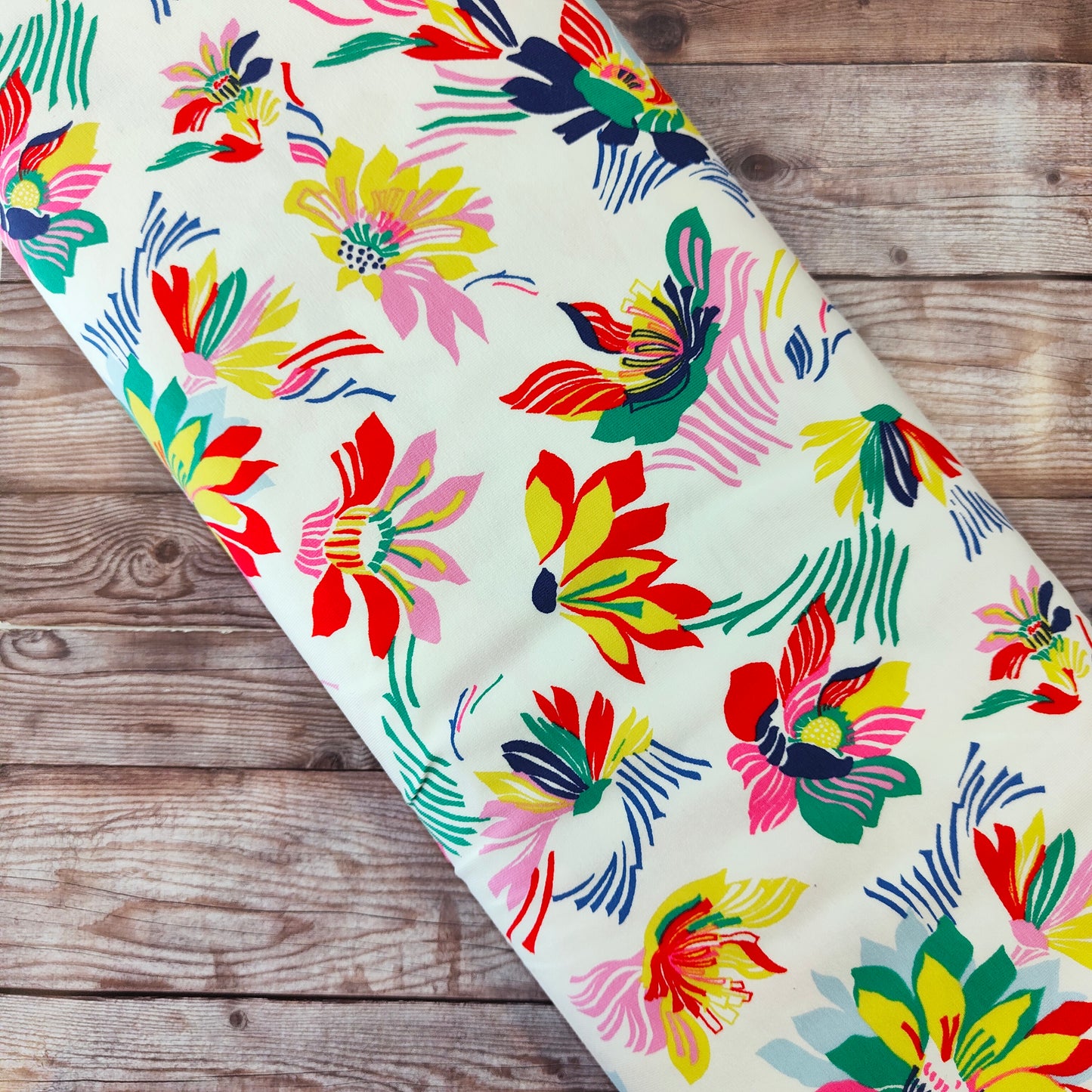 Bright Tropical Floral Cotton Jersey