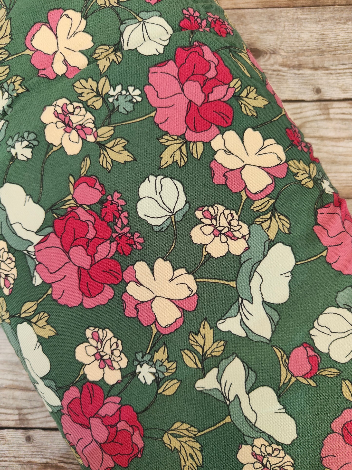 Floral on Sage Cotton Jersey 40cm