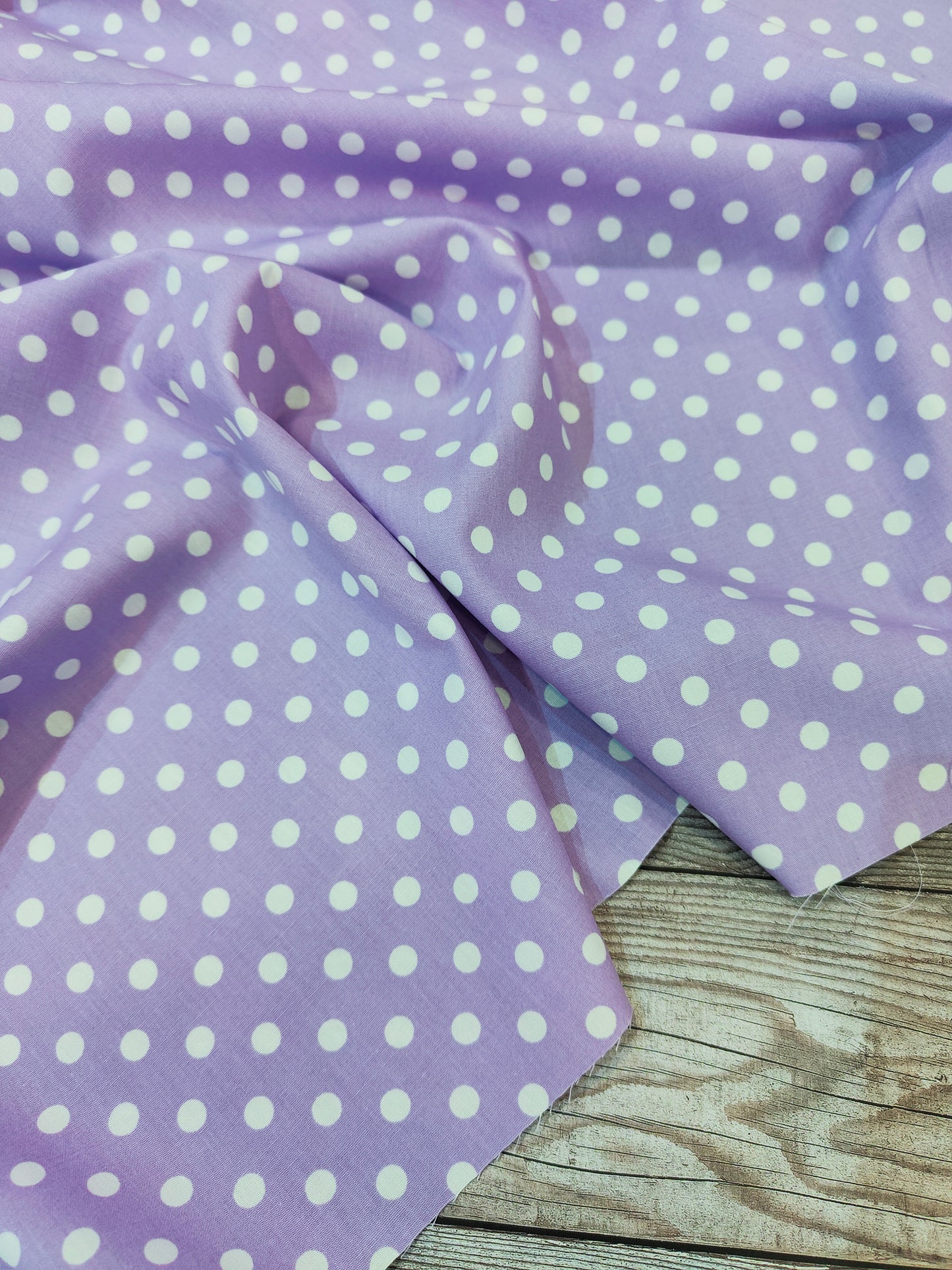 Lilac Polkadot Cotton Poplin