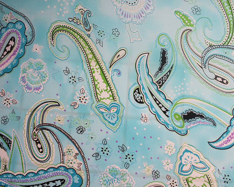 Aqua Paisley Georgette 2m