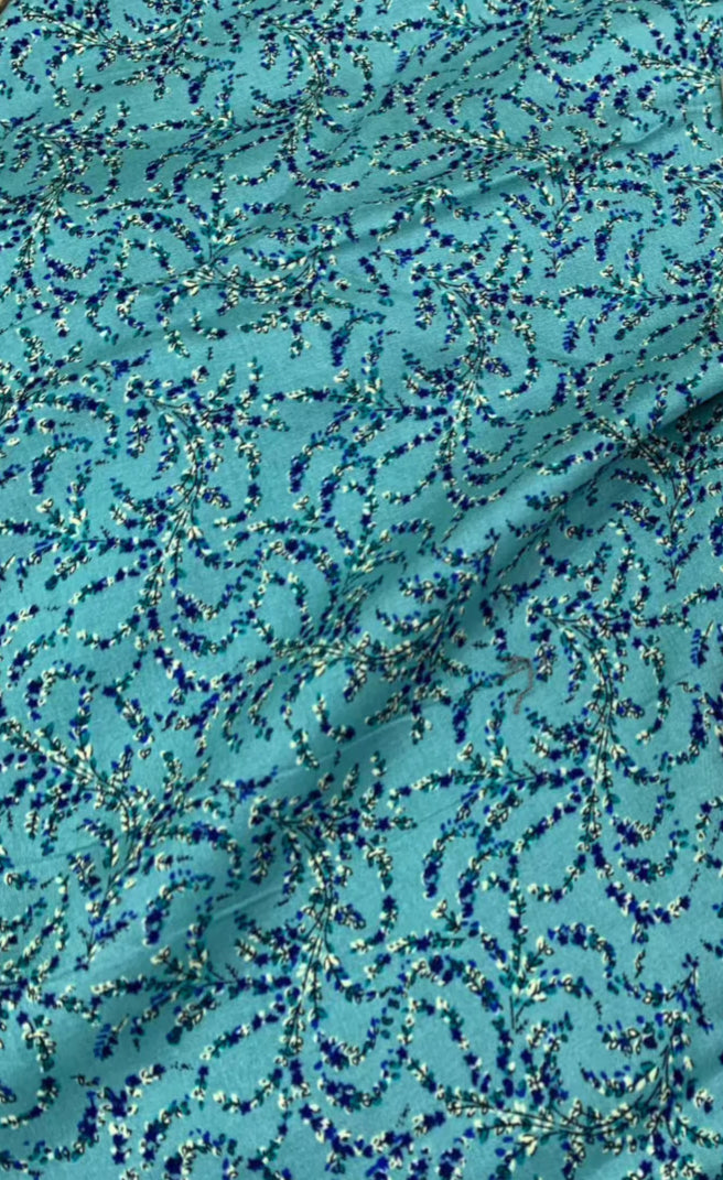 Blue Floral Viscose 2m Bundle