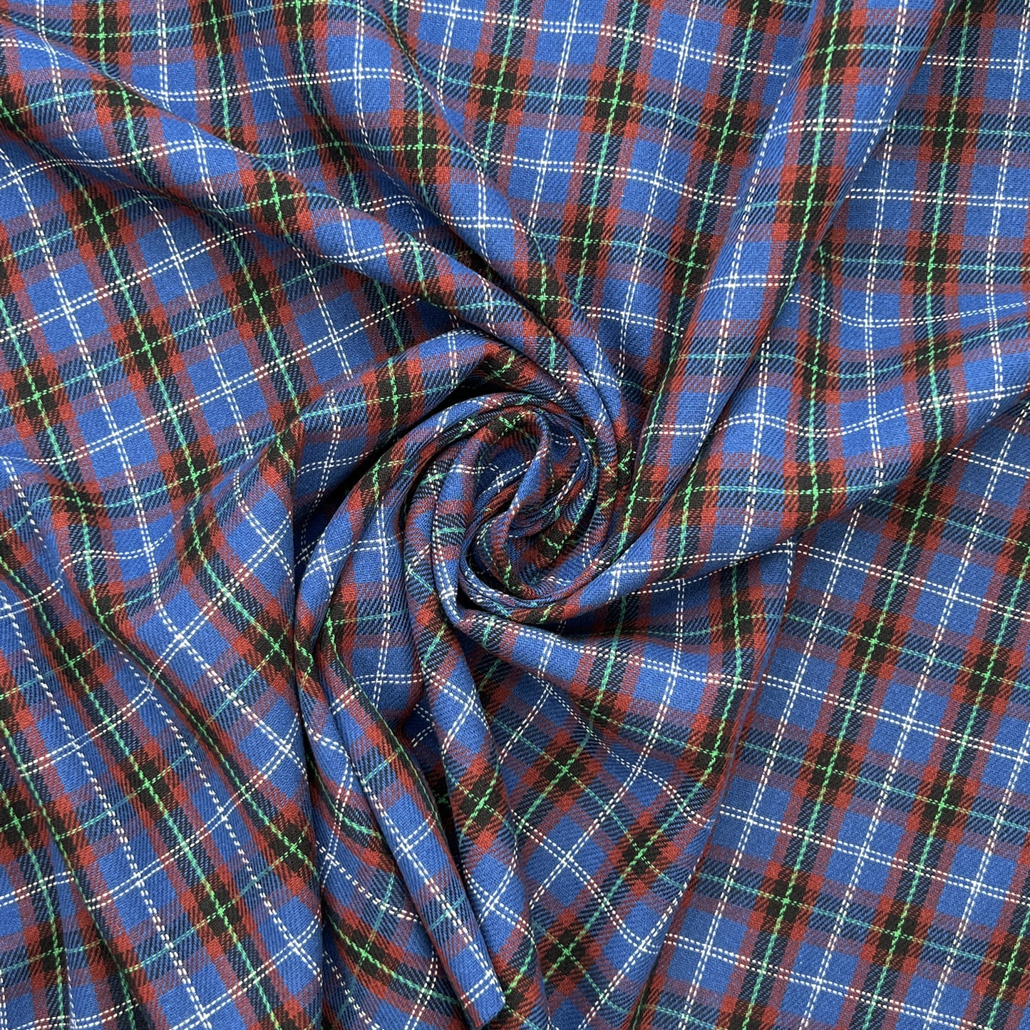 Brushed Blue Tartan Cotton