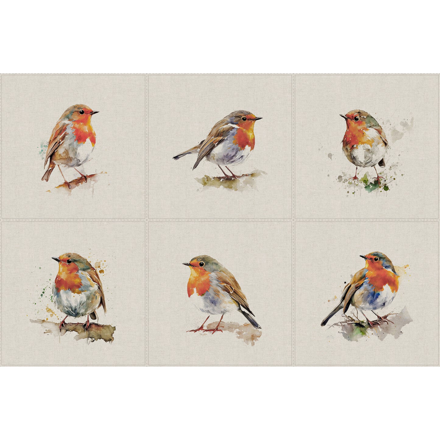 Watercolour Robin Panels