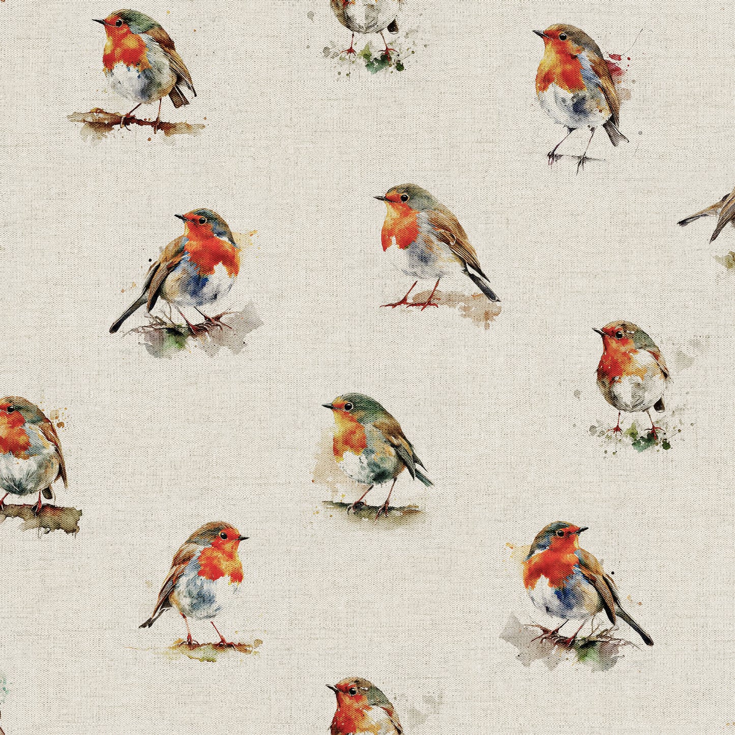 Watercolour Robins All Over