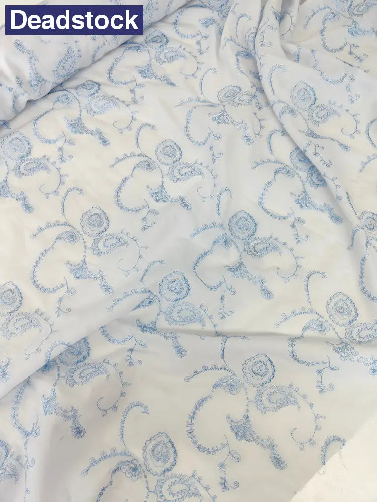Blue Embroidery On White New In