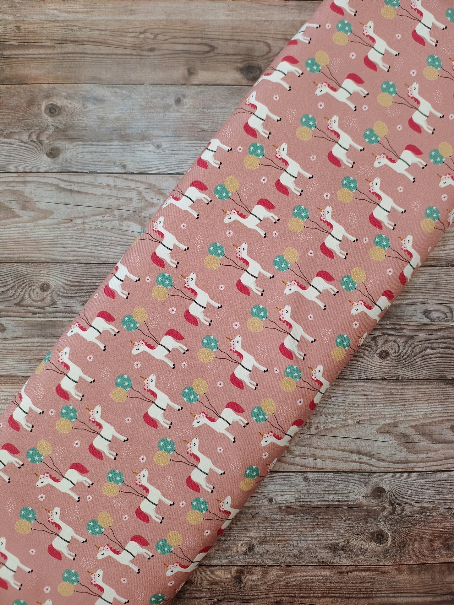 Party Unicorn on Dusky Pink Cotton Jersey
