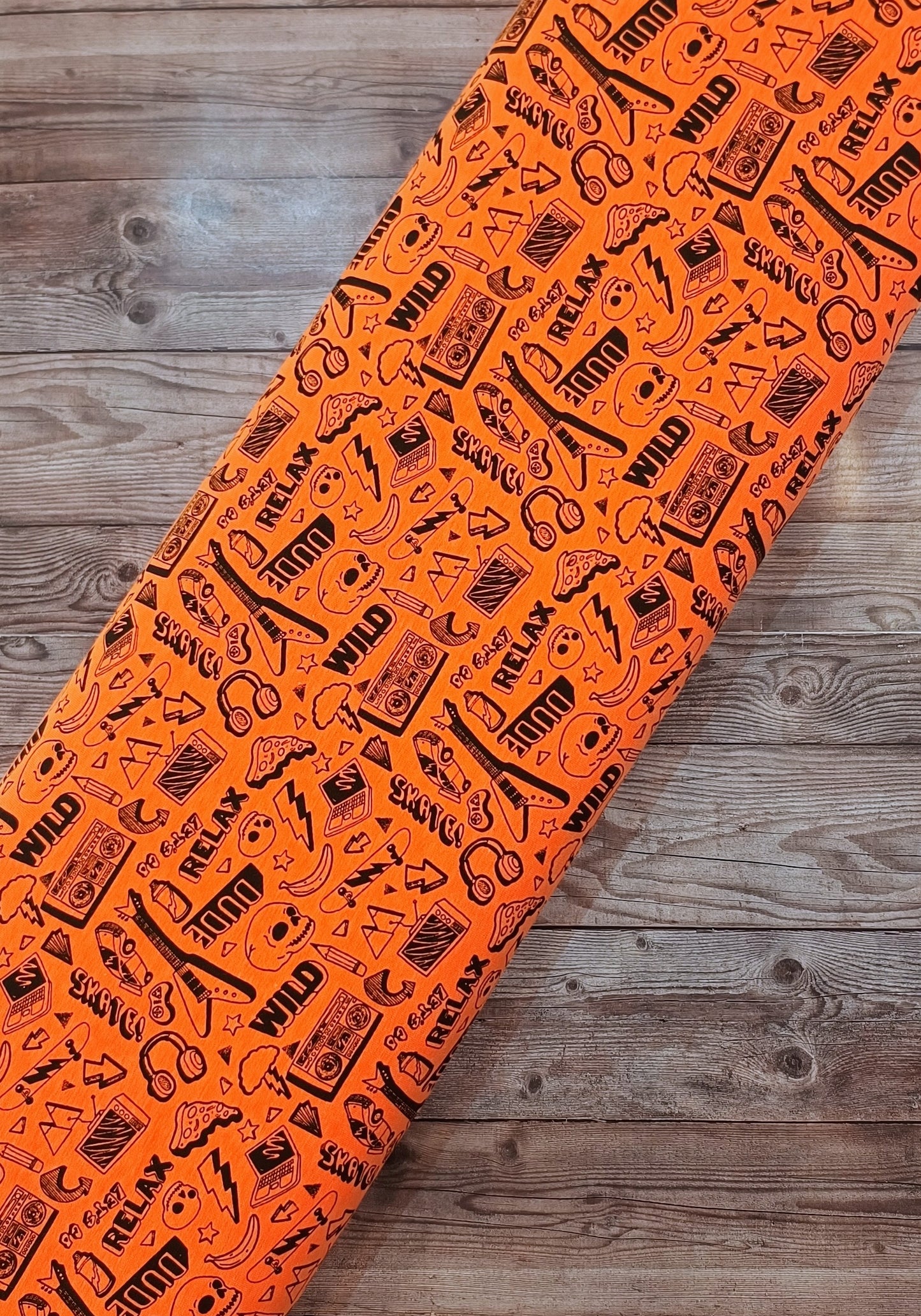 Neon Orange Rock & Roll Cotton Jersey