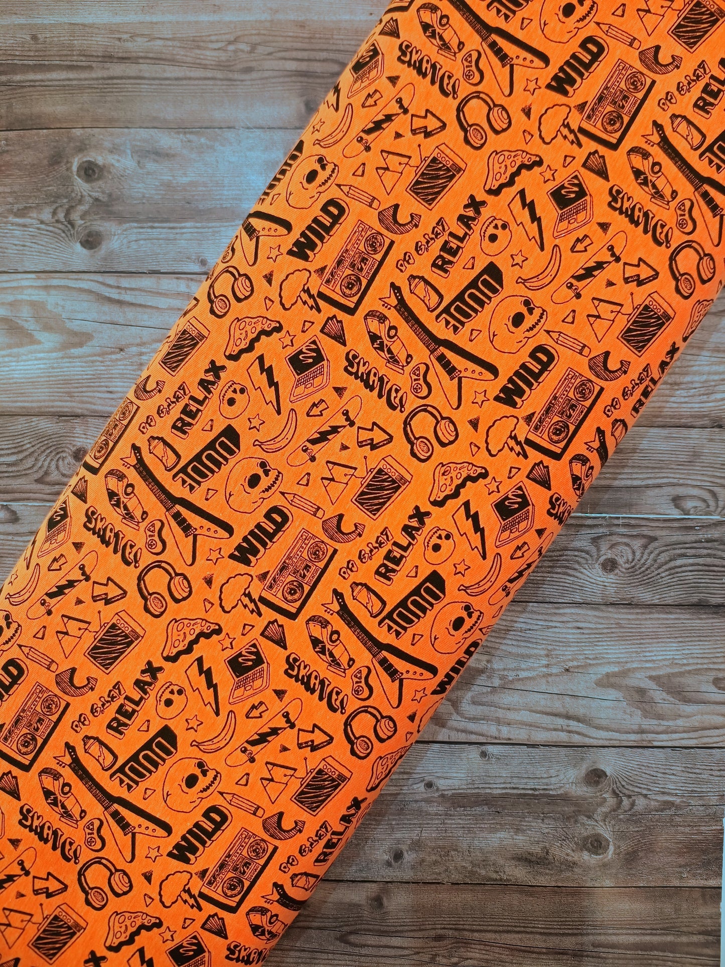 Neon Orange Rock & Roll Cotton Jersey