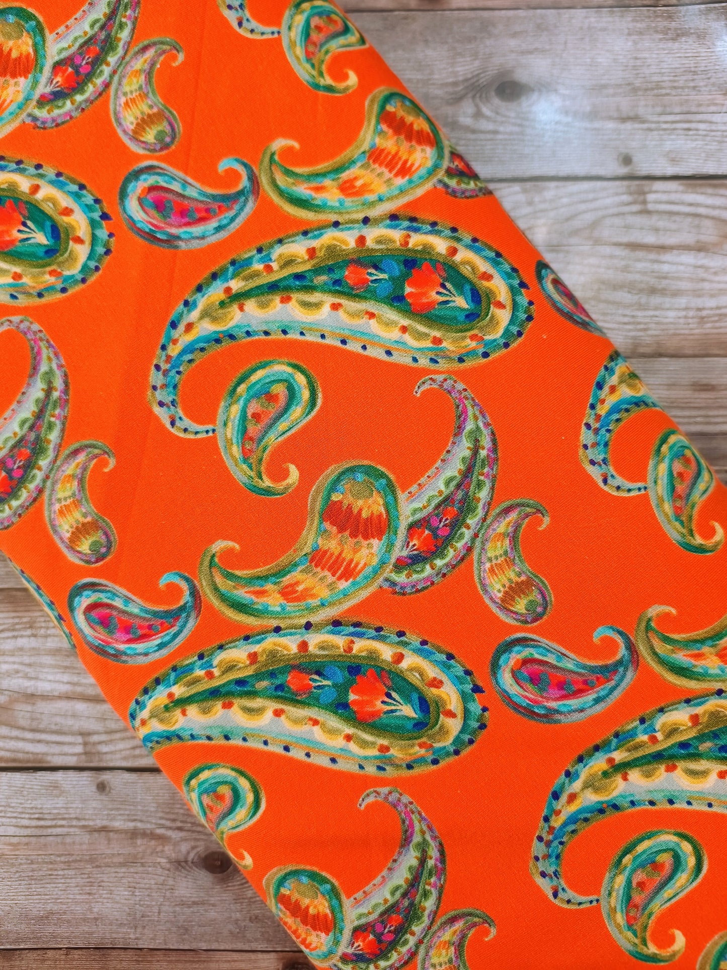 Orange Paisley Cotton Jersey