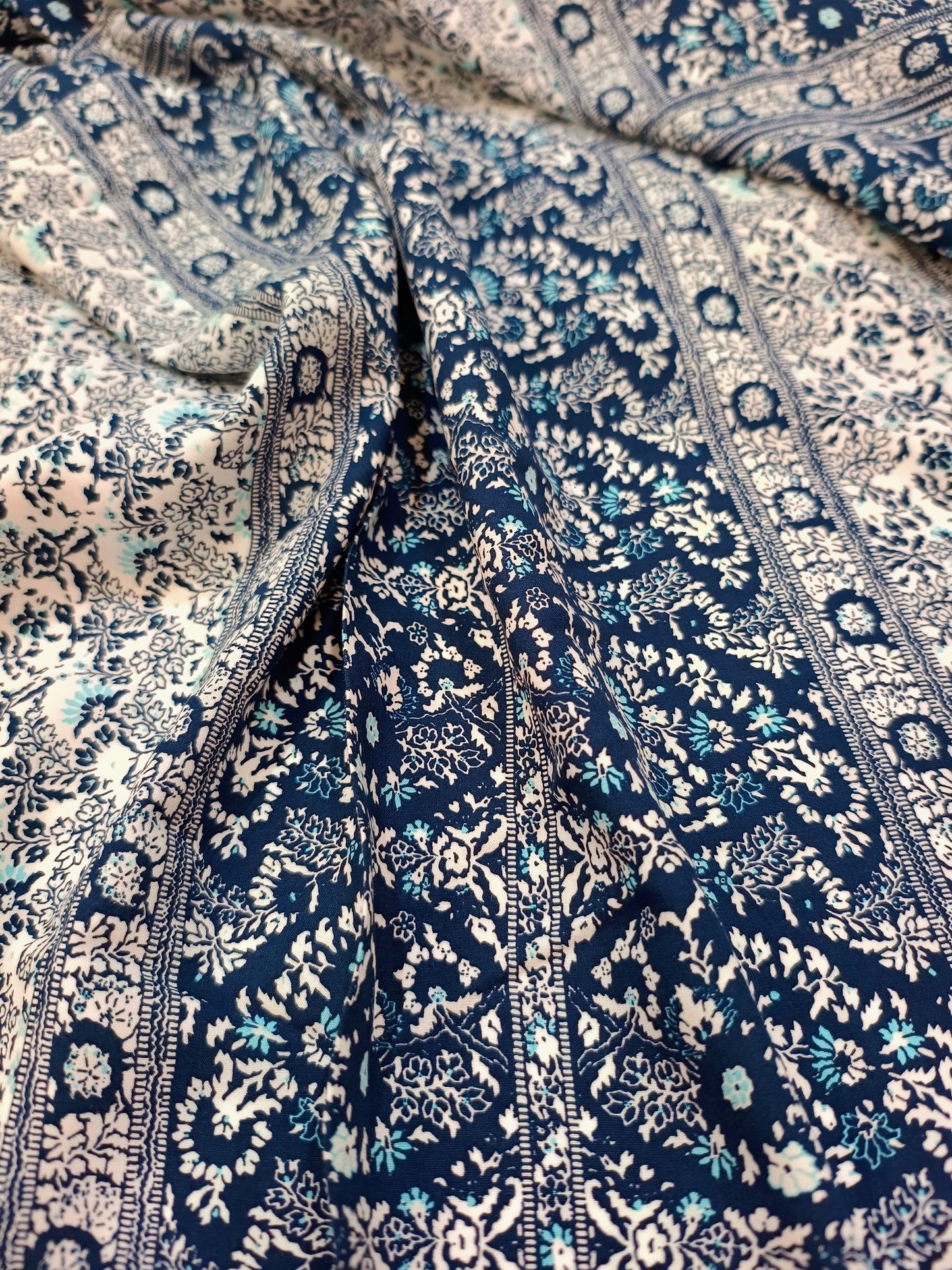 Blue Block Print Viscose