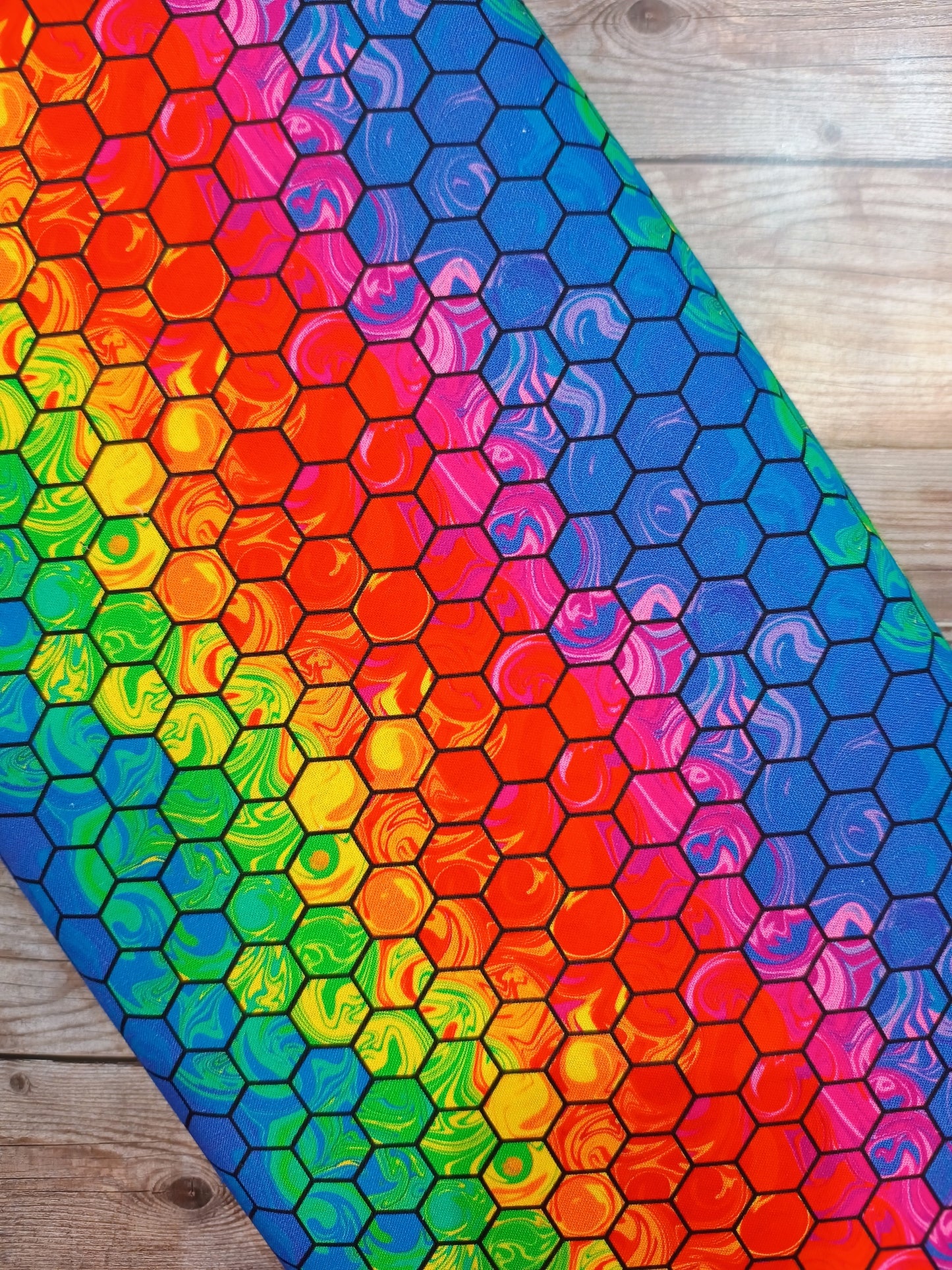 Rainbow Swirl Hexagon Cotton